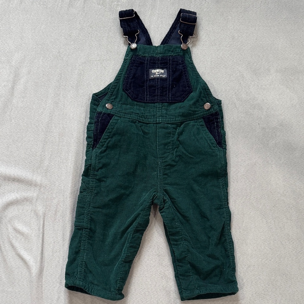 OshKosh B'gosh Green and Navy Overalls